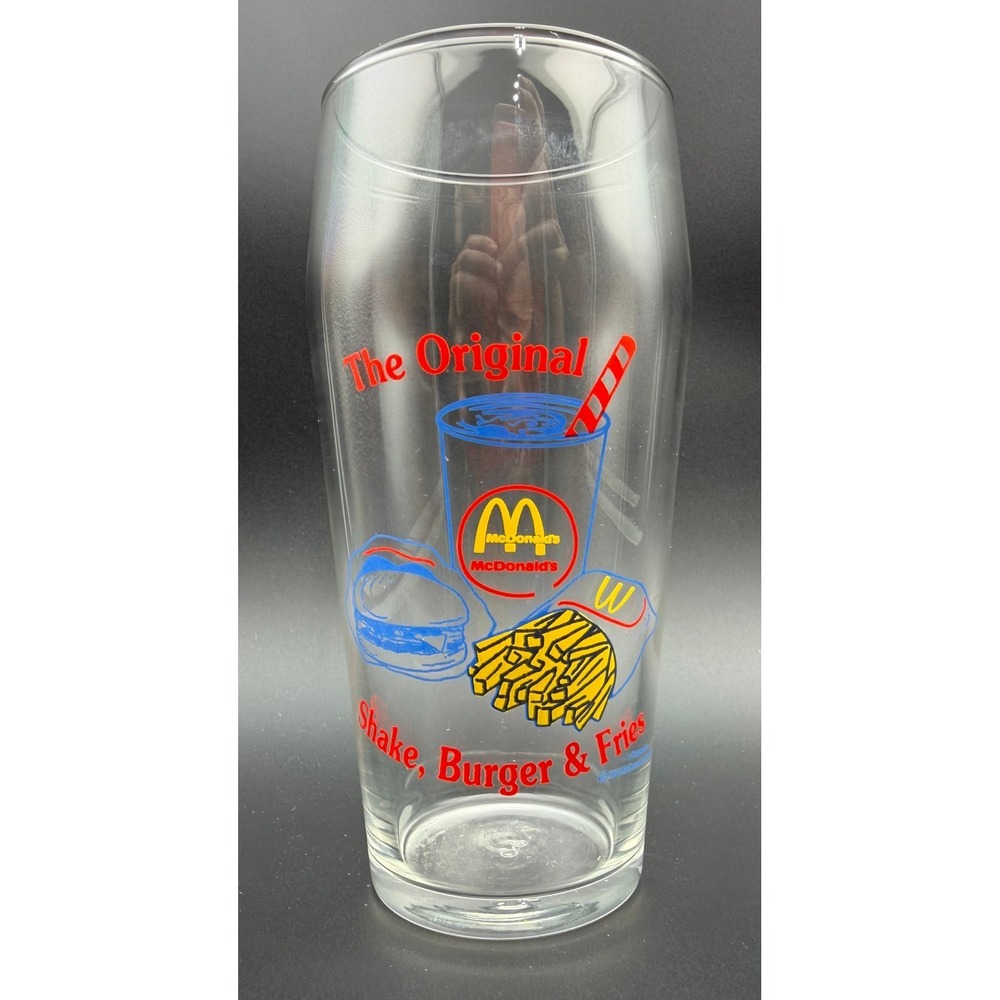 Vintage 1993 McDonalds The Original Shake Burger Fries Glass Collector Tumbler
